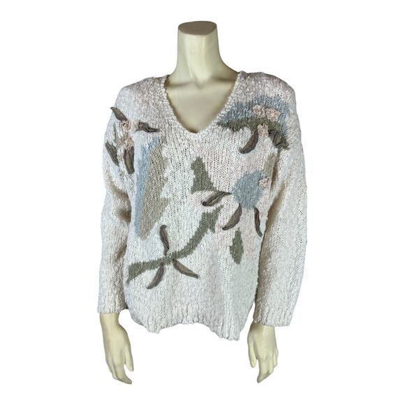 Vintage Sheridan Square Womens sweater Granny Cottagecore Retro 80s medium Knit - Picture 1 of 11